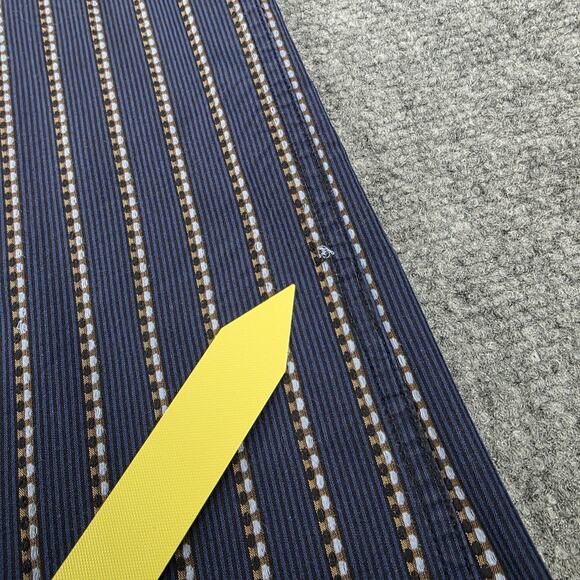 Bugatchi Uomo Shirt Mens 2XL Blue Brown Striped Long Sleeve Button Up Preppy - Picture 14 of 16